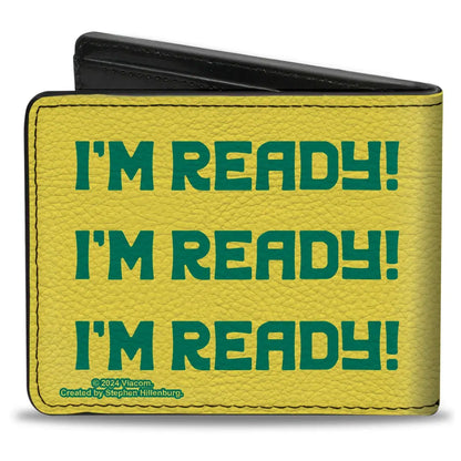 Bi-Fold Wallet - SpongeBob SquarePants I’M READY Face Close-Up Yellow/Green Bi-Fold Wallets