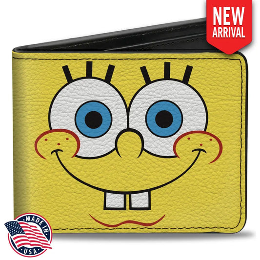 Bi-Fold Wallet - SpongeBob SquarePants I’M READY Face Close-Up Yellow/Green Bi-Fold Wallets