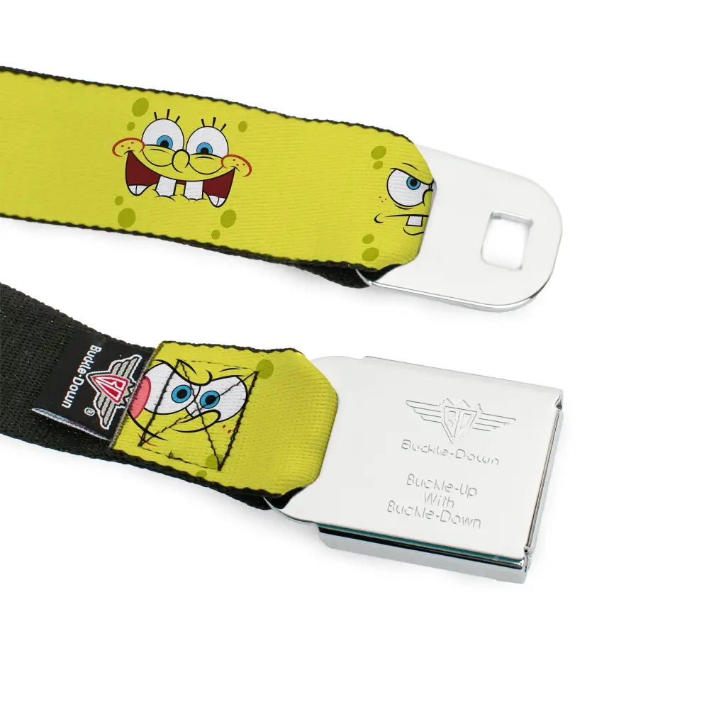 SpongeBob Face CLOSE-UP Full Color Seatbelt Belt - SpongeBob Expressions Yellow Webbing Seatbelt Belts