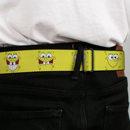 SpongeBob Face CLOSE-UP Full Color Seatbelt Belt - SpongeBob Expressions Yellow Webbing Seatbelt Belts