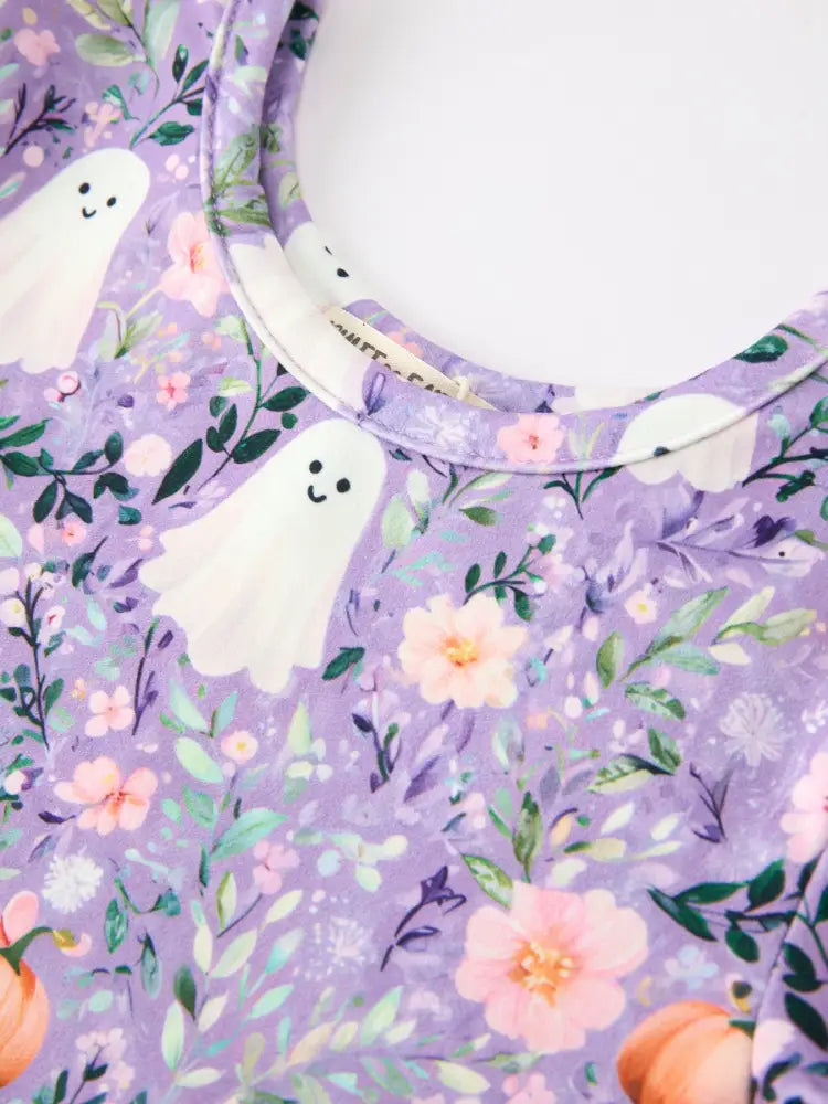 Halloween Ghost Pumpkin Girls Long Sleeve Twirl Dress - Dress