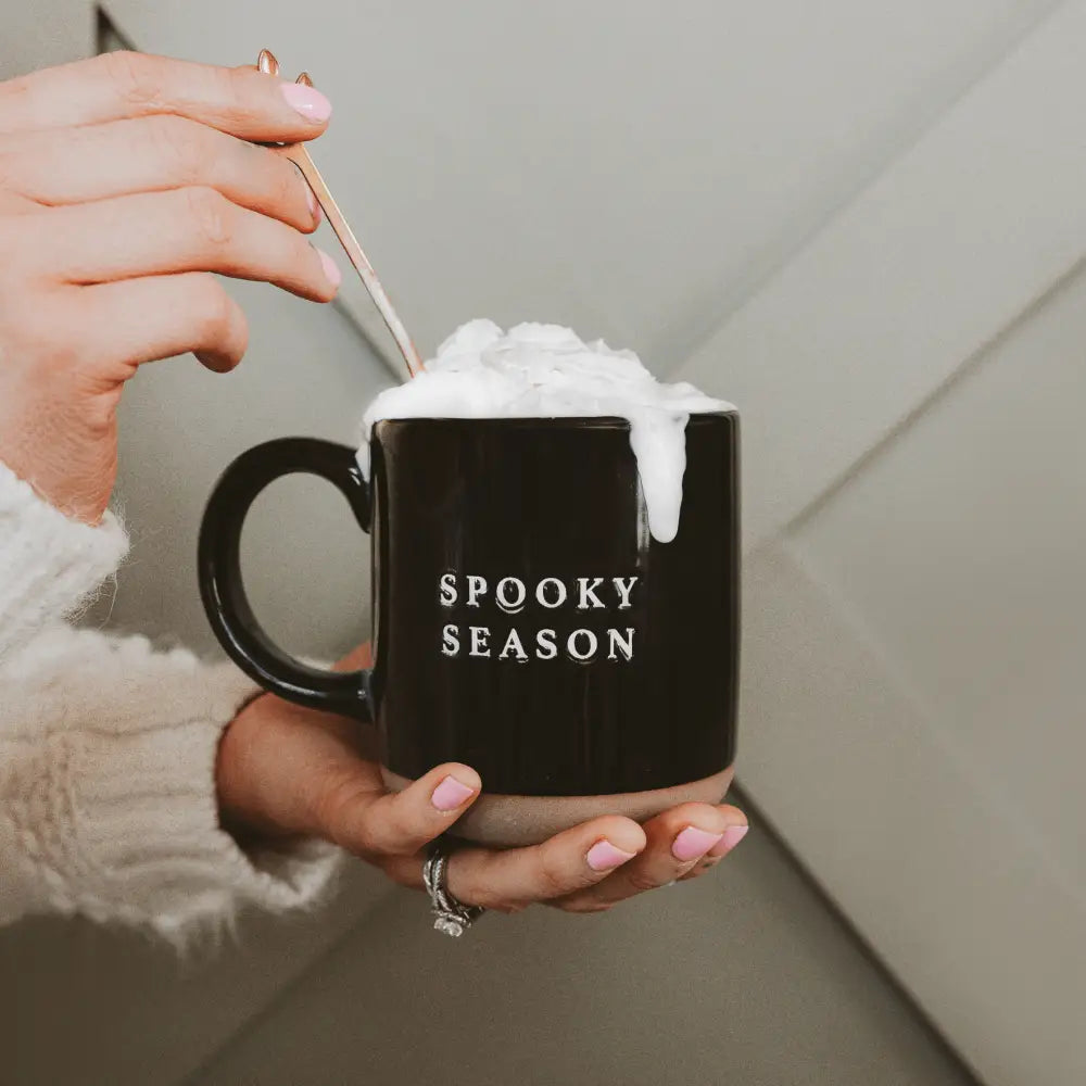 Spooky Season 14 oz Black Stoneware Coffee Mug - Coffee Mugs
