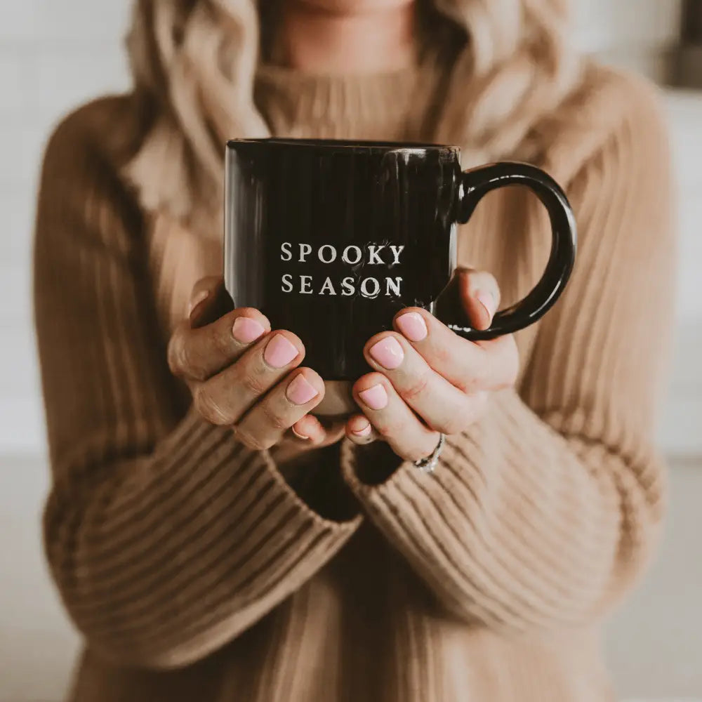 Spooky Season 14 oz Black Stoneware Coffee Mug - Coffee Mugs