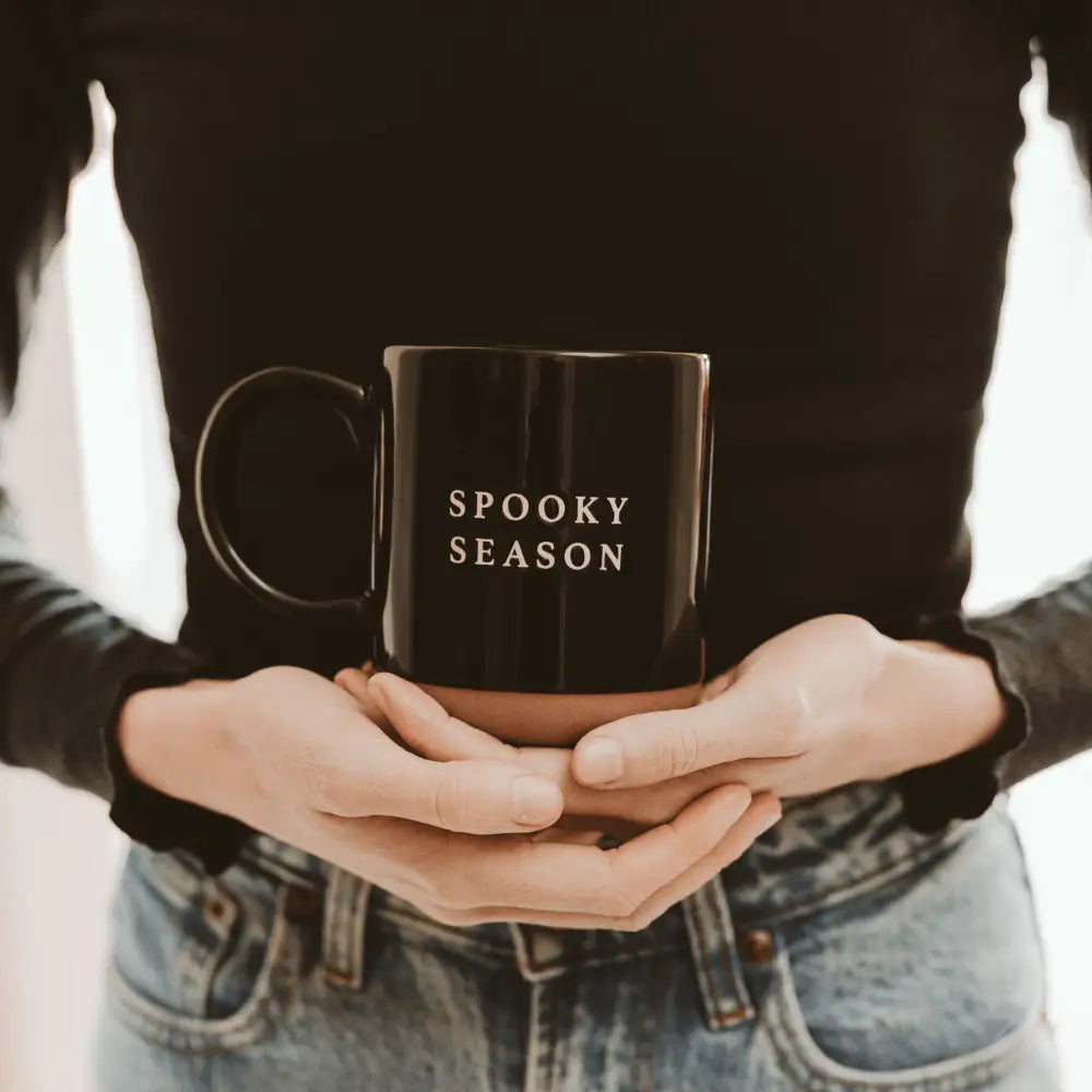 Spooky Season 14 oz Black Stoneware Coffee Mug - Coffee Mugs