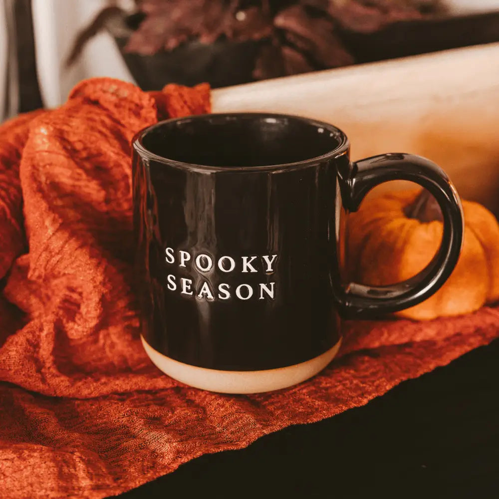 Spooky Season 14 oz Black Stoneware Coffee Mug - Coffee Mugs