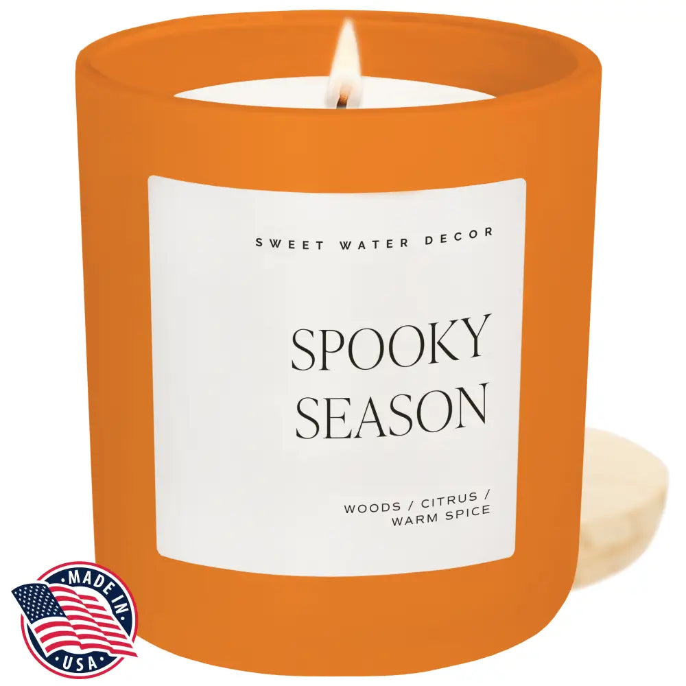 Spooky Season Soy Candle - Orange Matte Jar - 15 oz (Cozy Season) - Candles