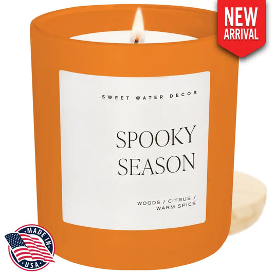 Spooky Season Soy Candle - Orange Matte Jar - 15 oz (Cozy Season) - Candles
