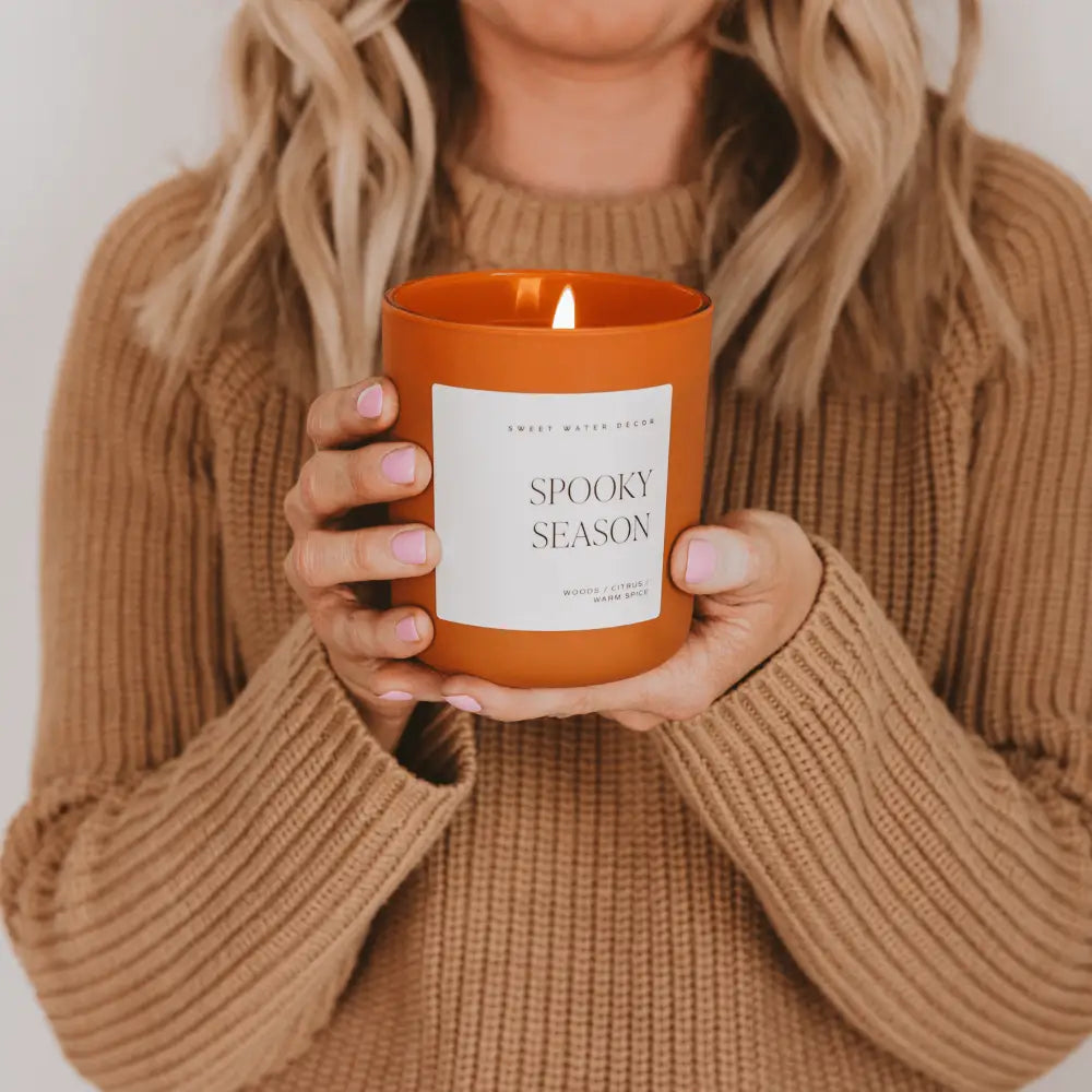 Spooky Season Soy Candle - Orange Matte Jar - 15 oz (Cozy Season) - Candles