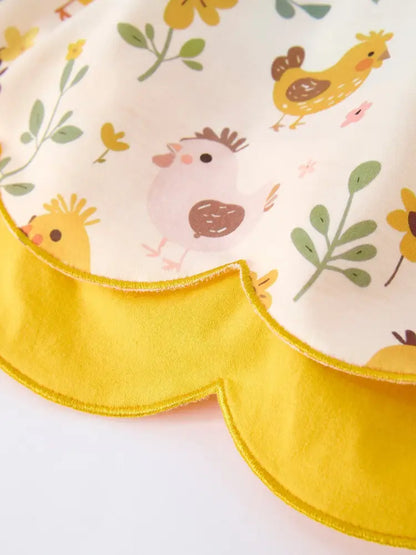 Spring Chick Scallop Short-Sleeve Girl Dress Dress
