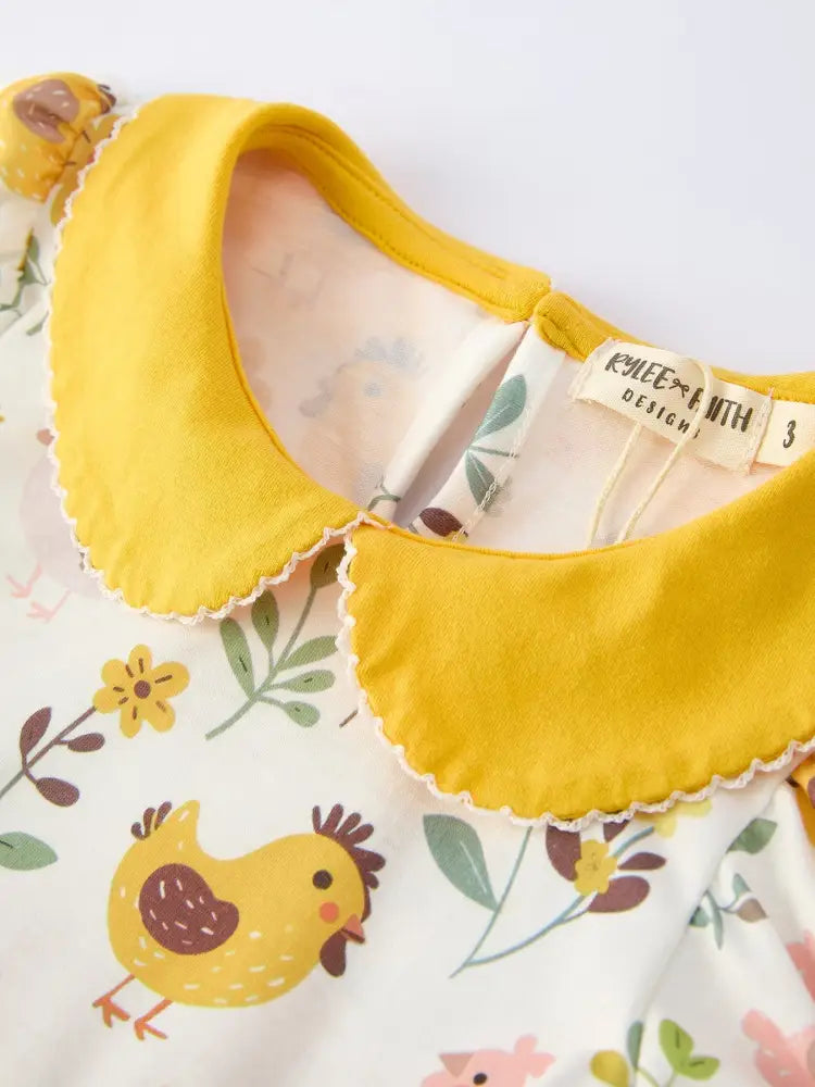 Spring Chick Scallop Short-Sleeve Girl Dress Dress