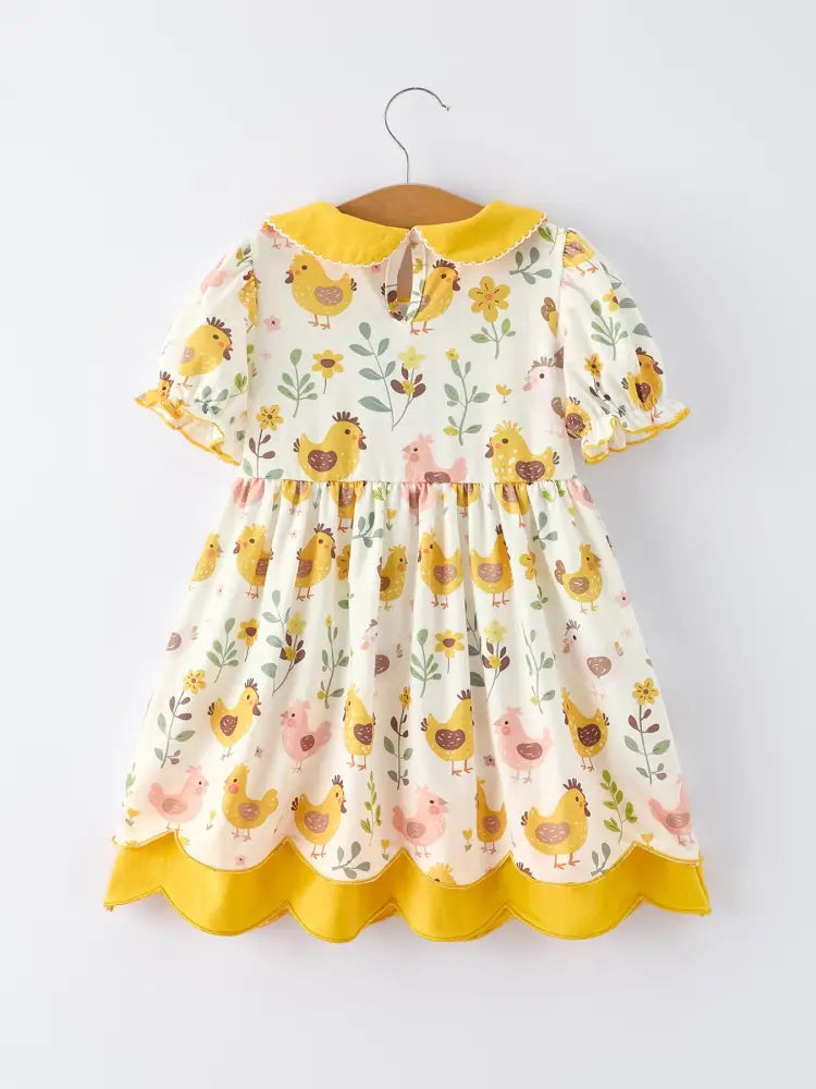 Spring Chick Scallop Short-Sleeve Girl Dress Dress