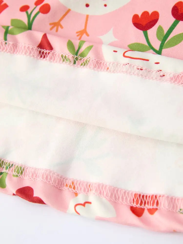 Spring Chicken Floral Farm Print Girls Dress - Dress