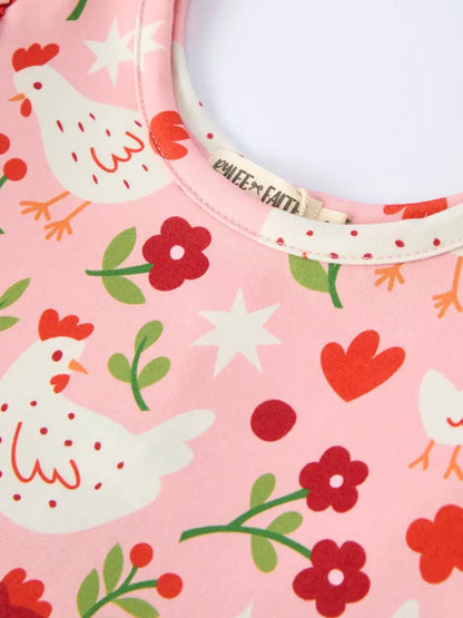 Spring Chicken Floral Farm Print Girls Dress - Dress