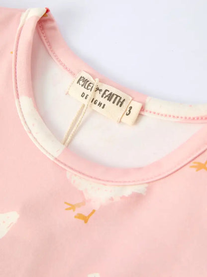 Farm Spring Chicken Print Girls Ruffle Dress Dress