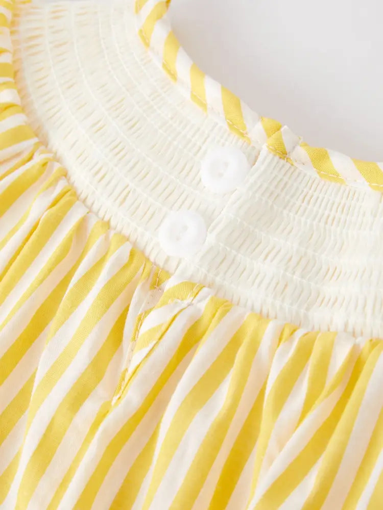 Spring/Summer Chick Floral Embroidery Smocking Girls Dress - Dress