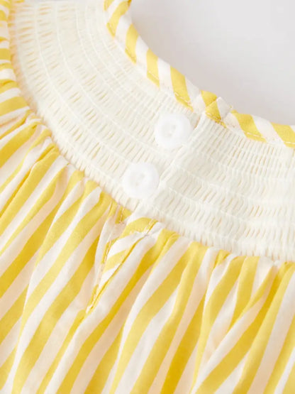 Spring/Summer Chick Floral Embroidery Smocking Girls Dress - Dress