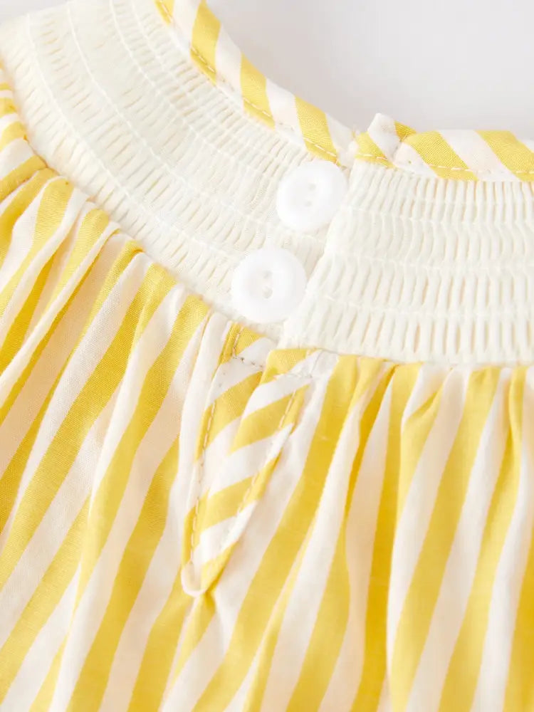 Spring/Summer Chick Floral Embroidery Smocking Girls Romper - Romper