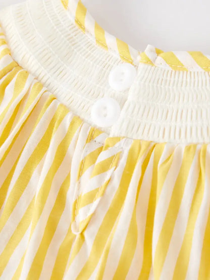 Spring/Summer Chick Floral Embroidery Smocking Girls Romper - Romper