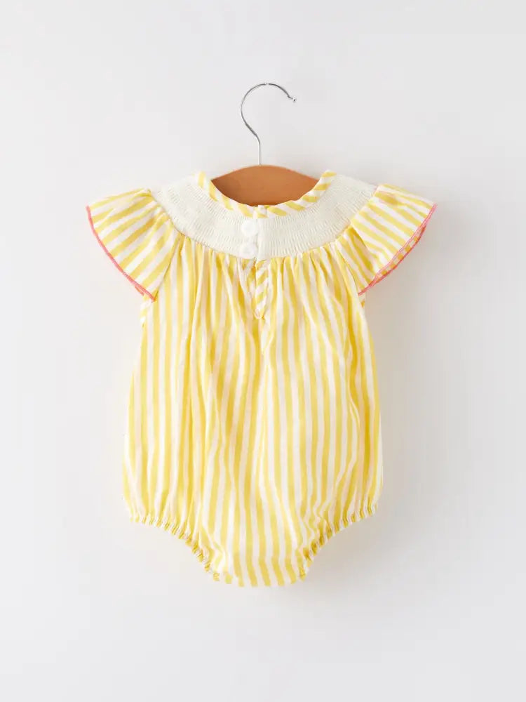Spring/Summer Chick Floral Embroidery Smocking Girls Romper - Romper