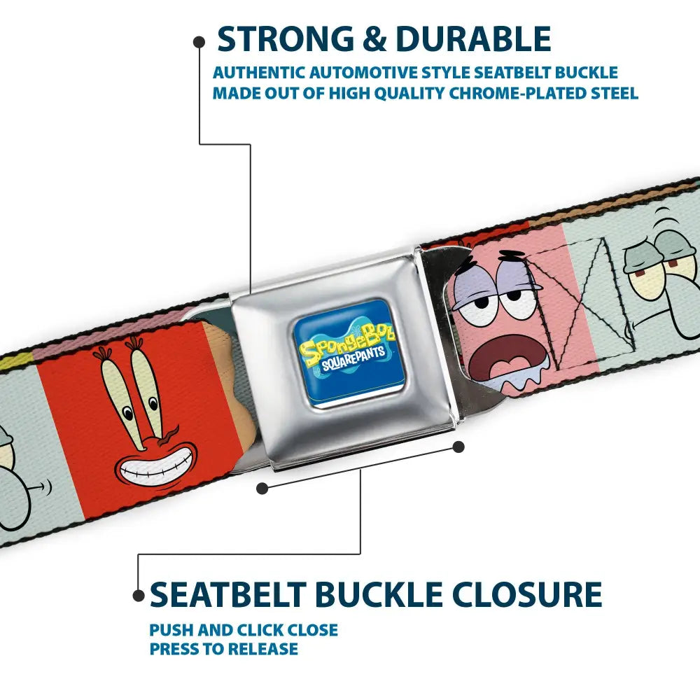 SpongeBob SquarePants Logo Full Color Blues Seatbelt Belt - SpongeBob SquarePants and Friends Expression Blocks Multi
