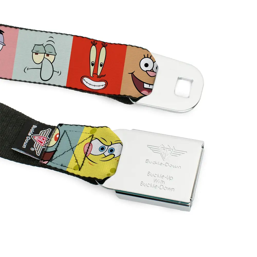 SpongeBob SquarePants Logo Full Color Blues Seatbelt Belt - SpongeBob SquarePants and Friends Expression Blocks Multi