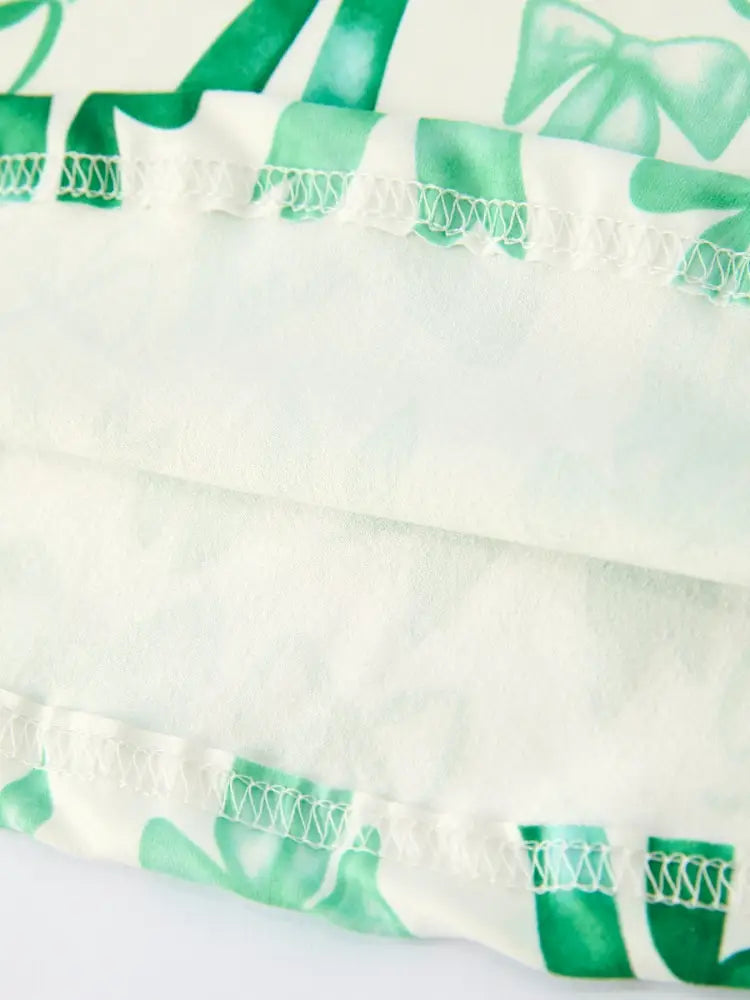 St. Patrick’s Day Bow Print Short Sleeves Girls Dress Dress