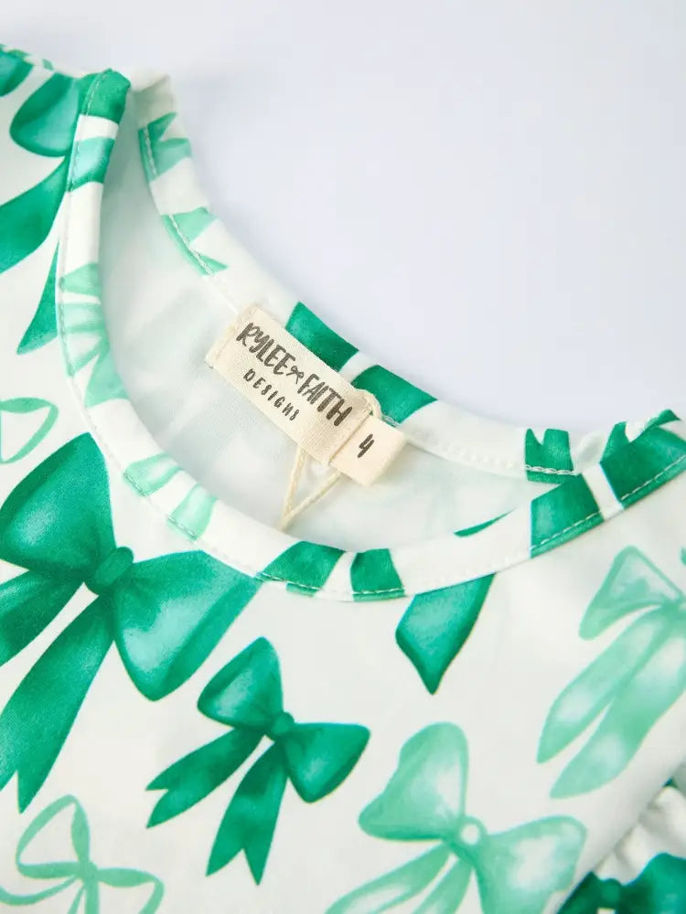 St. Patrick’s Day Bow Top and Ruffled Leggings Girls Set Outfit