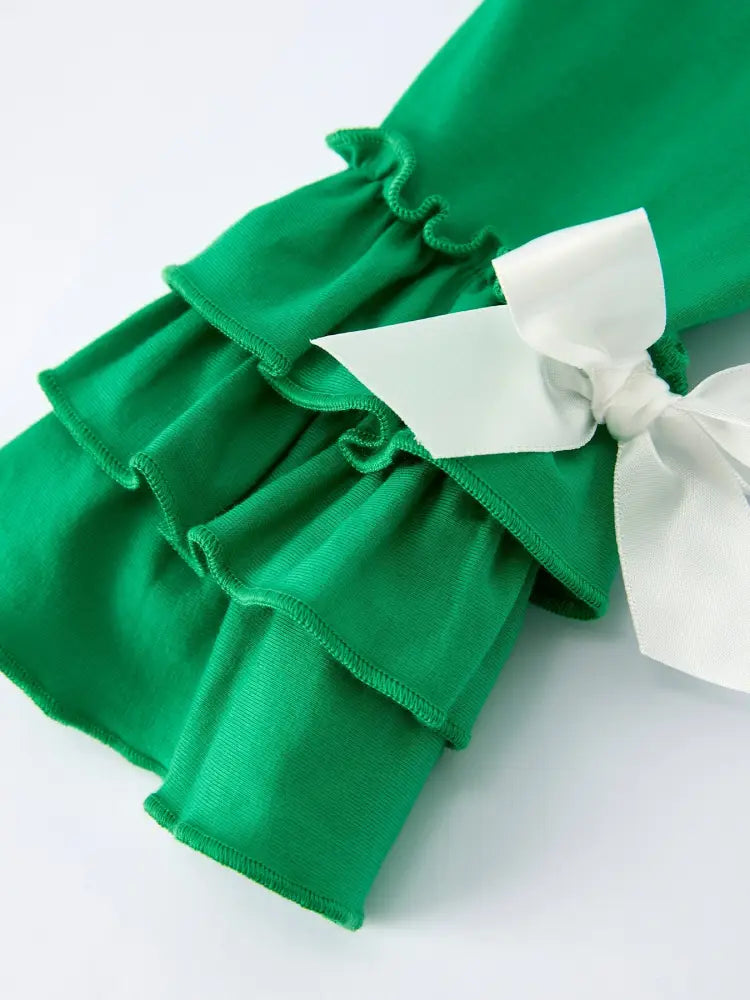 St. Patrick’s Day Bow Top and Ruffled Leggings Girls Set Outfit