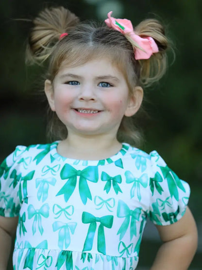 St. Patrick’s Day Bow Top and Ruffled Leggings Girls Set Outfit