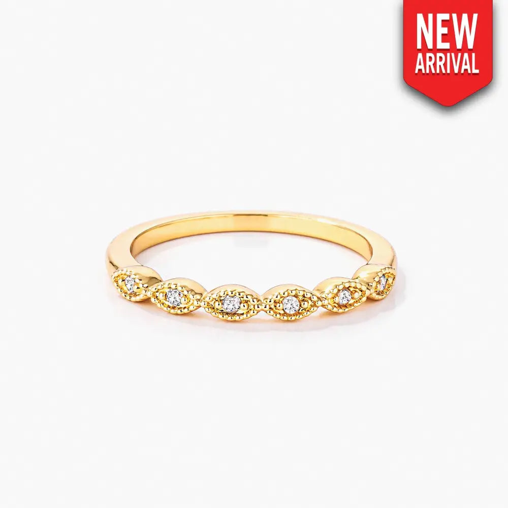 Gold Plated Sextus Marquise Delicate Stackable Ring - Rings