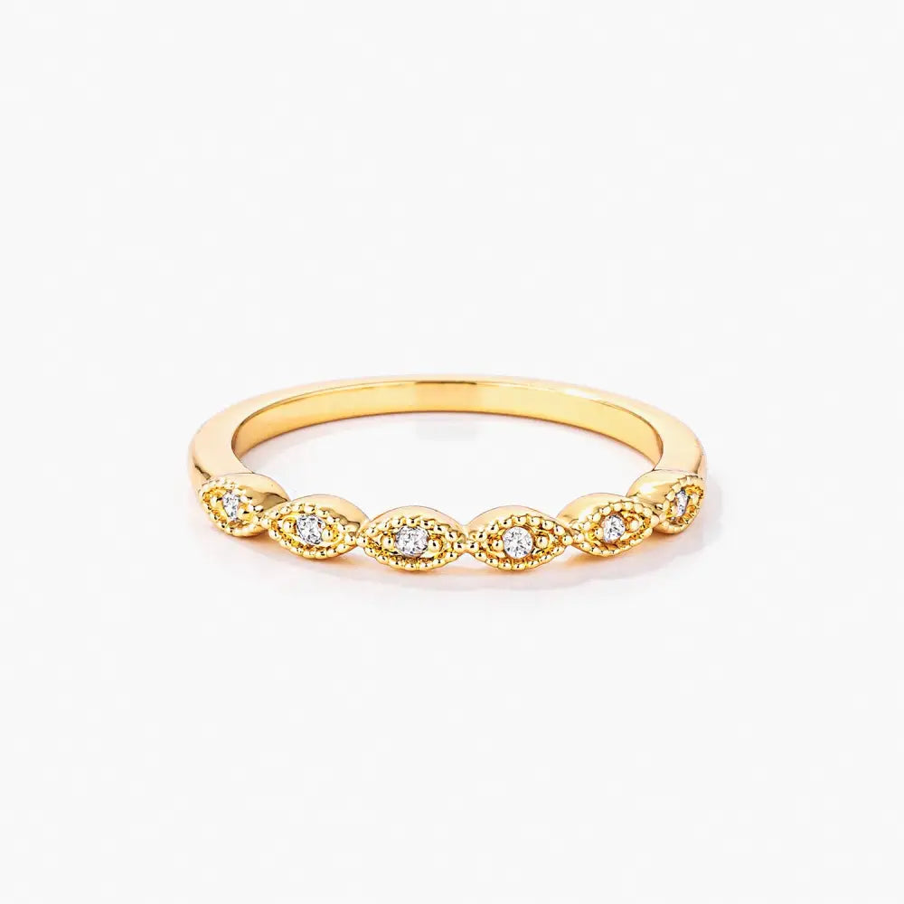 Gold Plated Sextus Marquise Delicate Stackable Ring - Rings