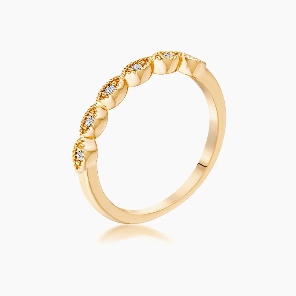 Gold Plated Sextus Marquise Delicate Stackable Ring - Rings