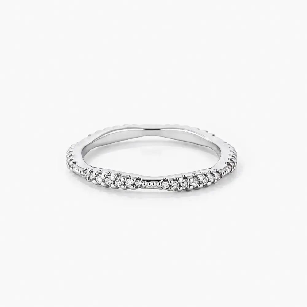 .42Ct Dainty 18k Rhodium Plated Micro Pave CZ Stackable Eternity Ring - Rings