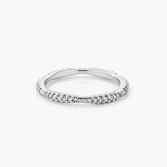 .42Ct Dainty 18k Rhodium Plated Micro Pave CZ Stackable Eternity Ring - Rings