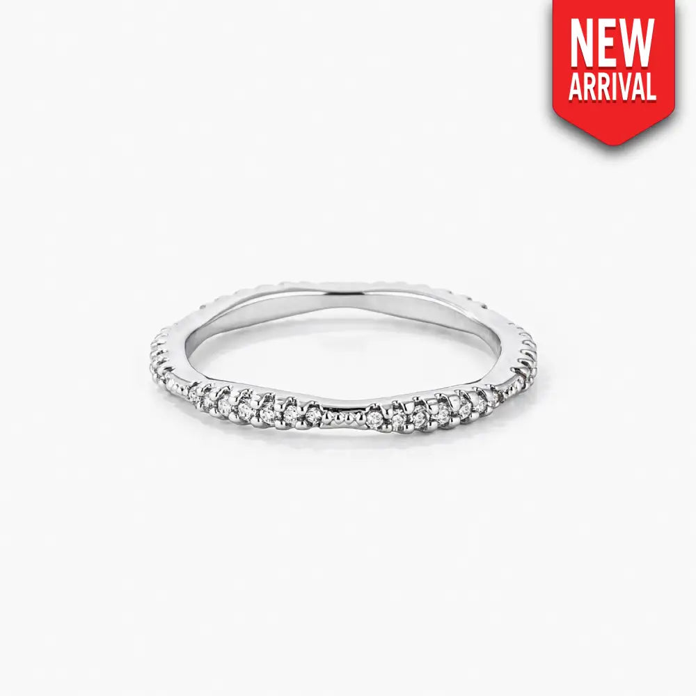 .42Ct Dainty 18k Rhodium Plated Micro Pave CZ Stackable Eternity Ring - Rings