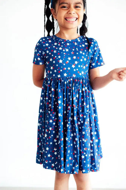 Star Bright S/S Pocket Twirl Dress - Twirl Pocket Dress S/S