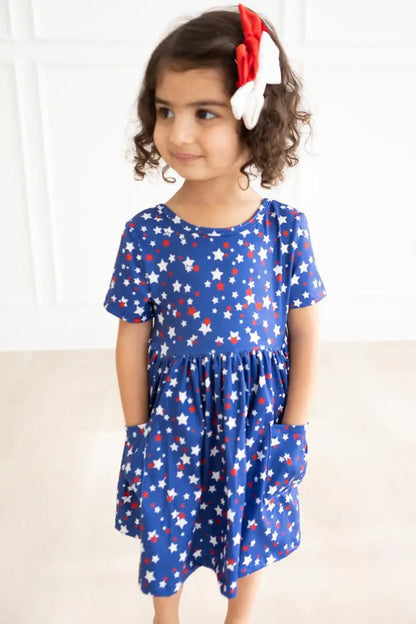Star Bright S/S Pocket Twirl Dress - Twirl Pocket Dress S/S