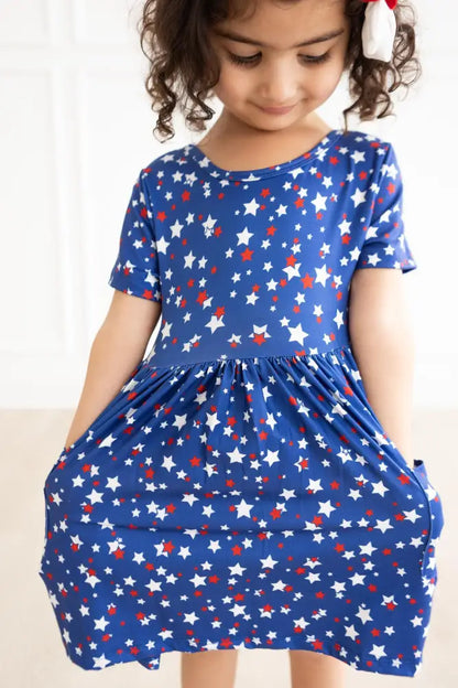 Star Bright S/S Pocket Twirl Dress - Twirl Pocket Dress S/S
