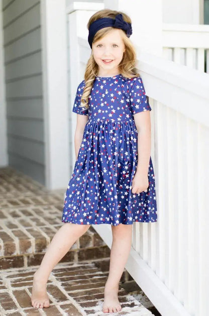 Star Bright S/S Pocket Twirl Dress - Twirl Pocket Dress S/S