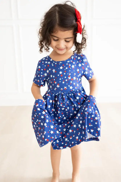Star Bright S/S Pocket Twirl Dress - Twirl Pocket Dress S/S