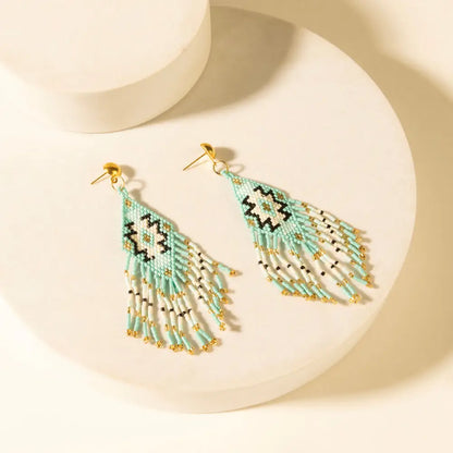Myra Starfall Fringe Earrings in Turquoise - Turquoise - JEWELLRY