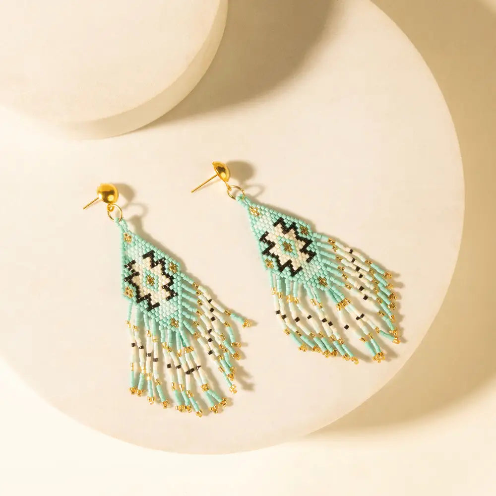 Myra Starfall Fringe Earrings in Turquoise - Turquoise - JEWELLRY