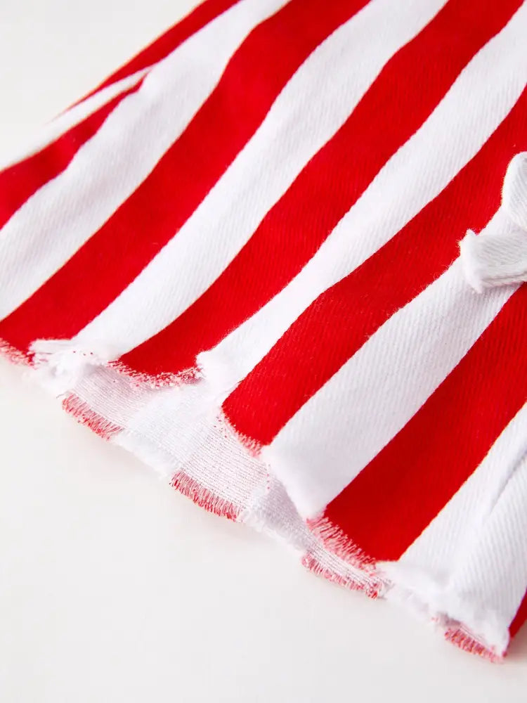 4th of july Patriotic Star Stripe Bow Flare Pants - Jeans