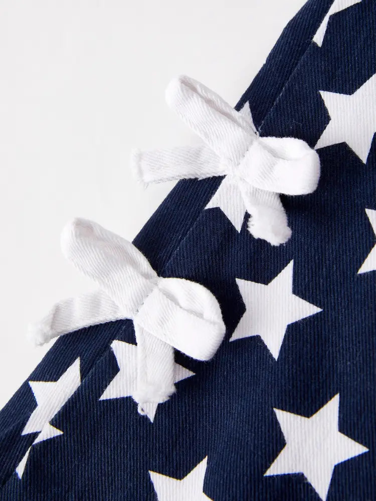 4th of july Patriotic Star Stripe Bow Flare Pants - Jeans