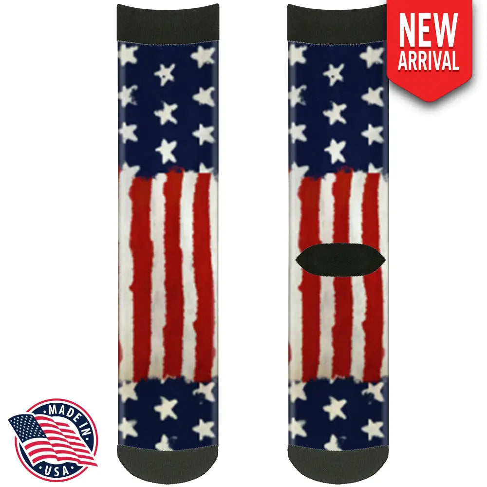 Sock Pair - Polyester - Stars & Stripes Painting - CREW Socks