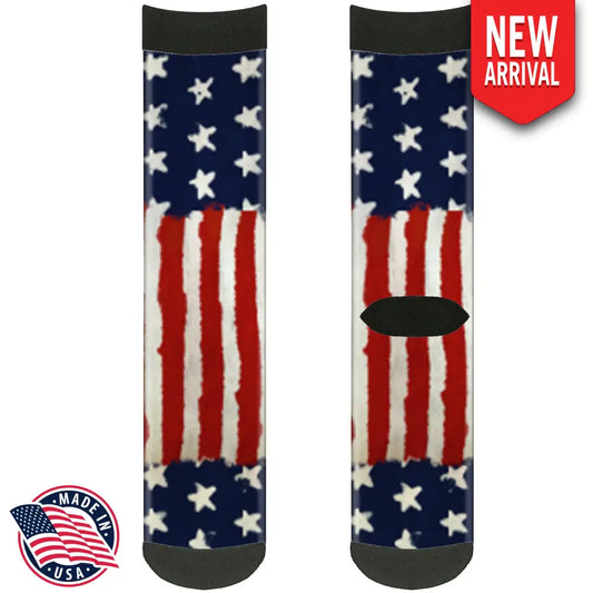 Sock Pair - Polyester - Stars & Stripes Painting - CREW Socks