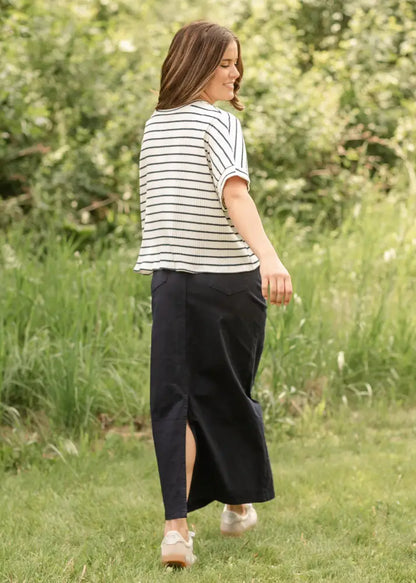 Stella Navy Maxi Denim Skirt - IC Skirts
