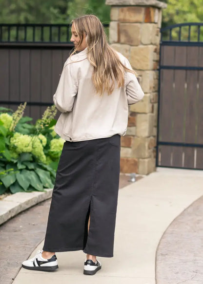 Stella Onyx Black Denim Maxi Skirt - IC Skirts