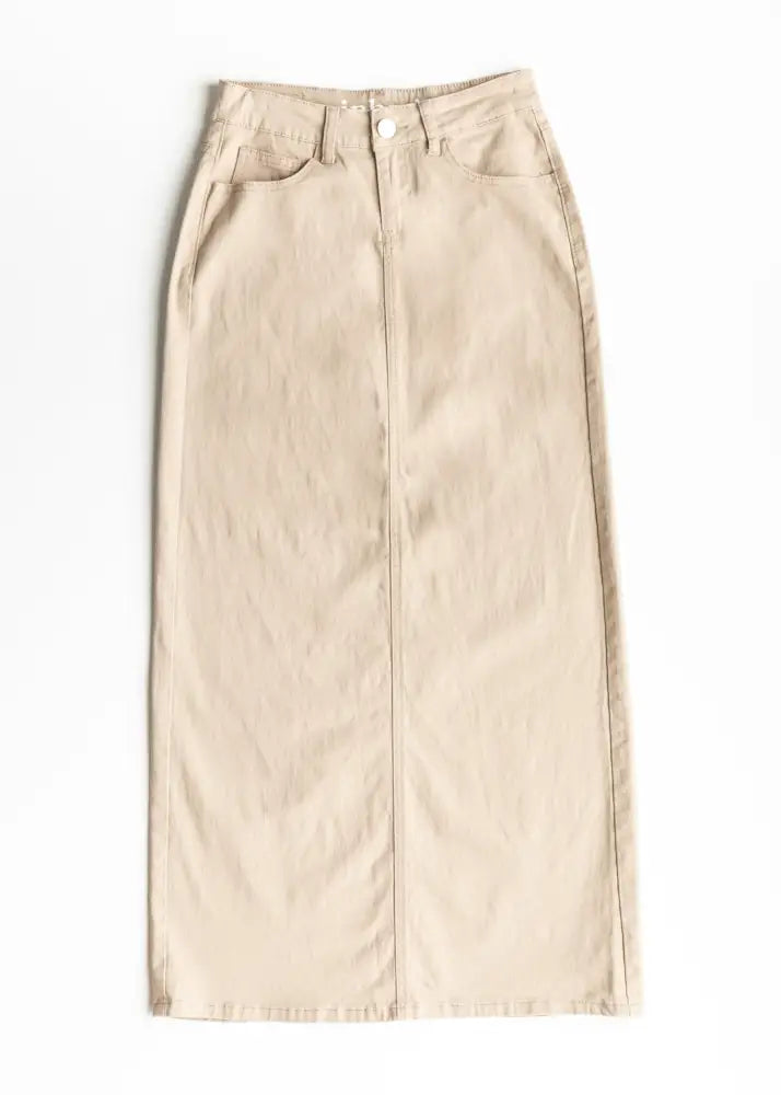 Stella Simply Taupe Denim Maxi Skirt - IC Skirts