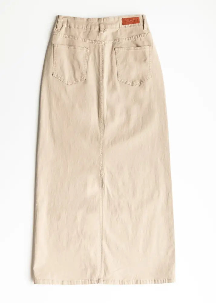 Stella Simply Taupe Denim Maxi Skirt - IC Skirts